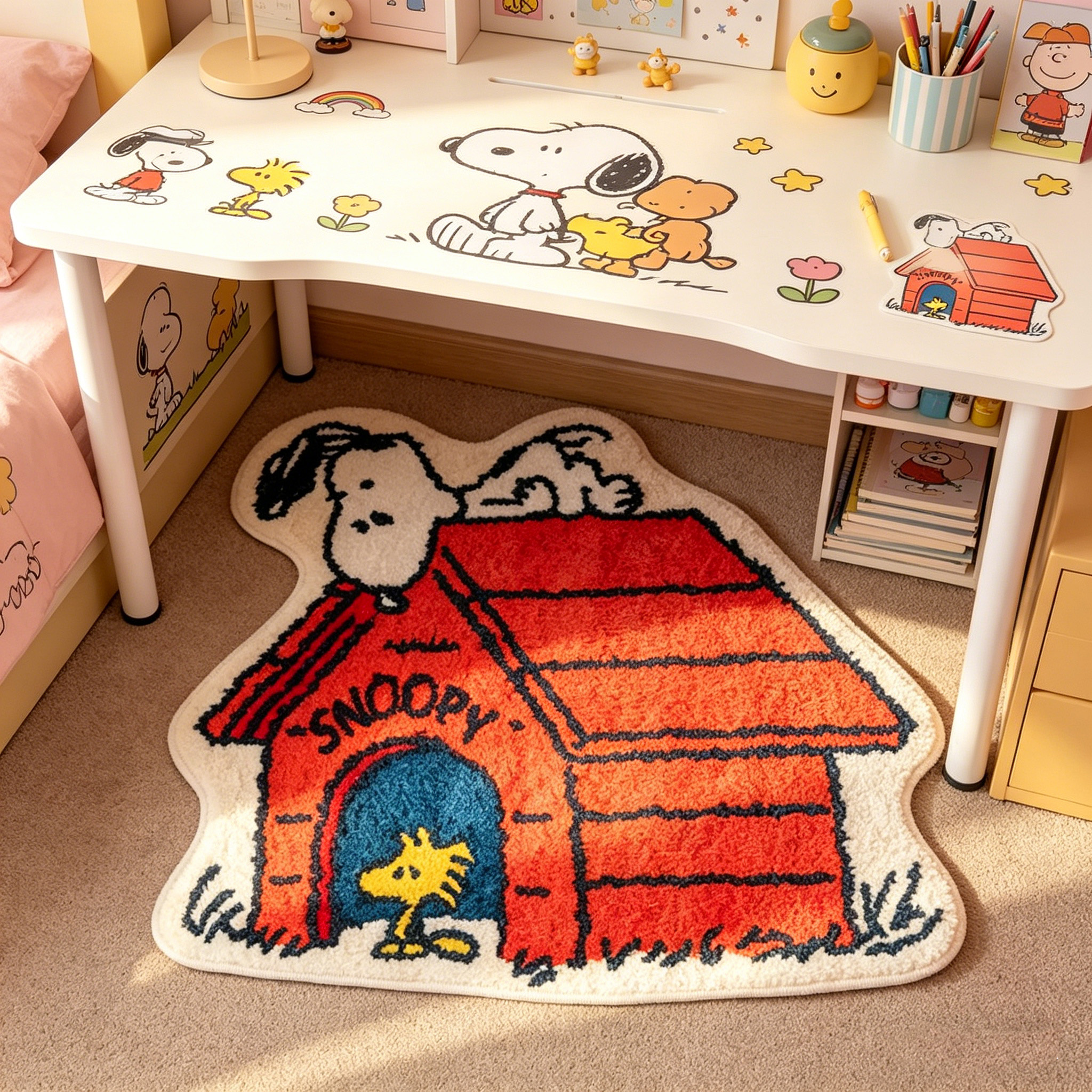 Home Bathroom Floor Mats - Cute Cartoon Snoopy House Shaped Rug