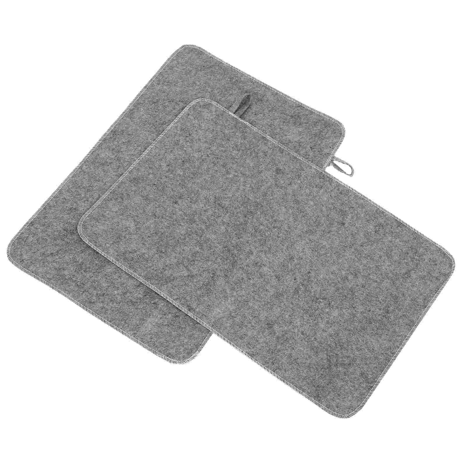 Home Bathroom Floor Mats - 2pcs Grey Felt Sauna Seat Cushion