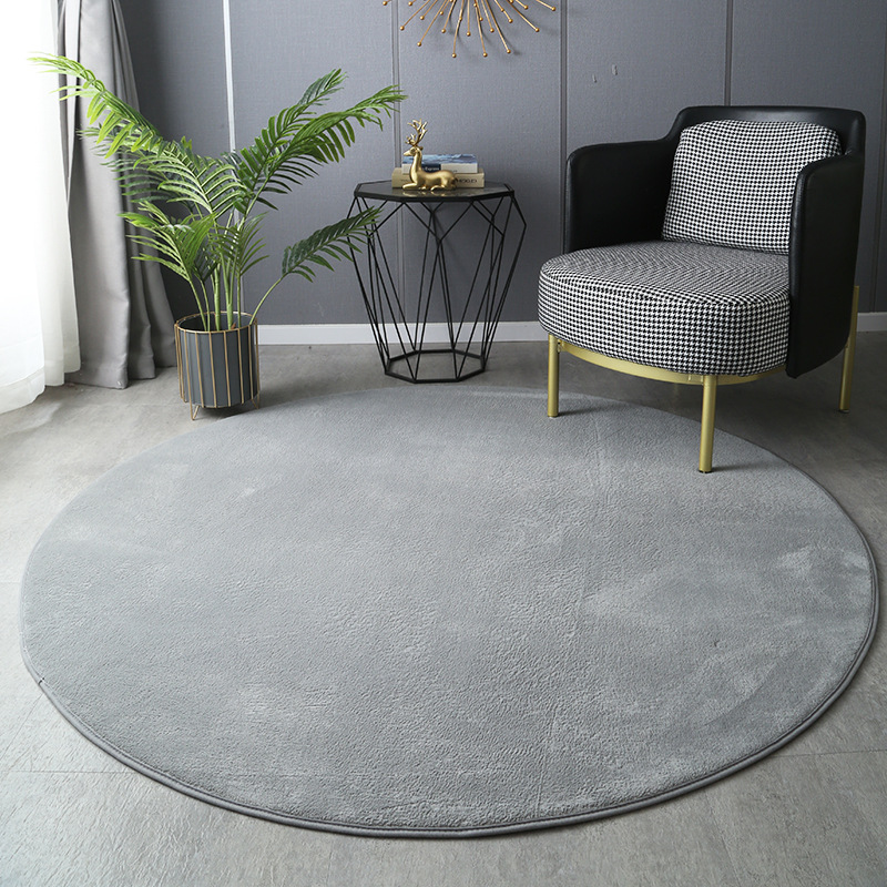 Home Bathroom Floor Mats - Round Thickened Coral Velvet Carpet Soft