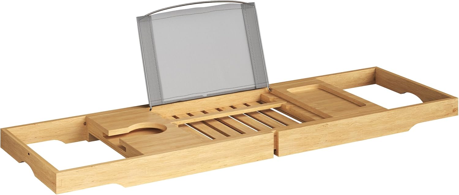 Bath Caddy Tray - Bamboo Bathtub Tray - Wood Bath