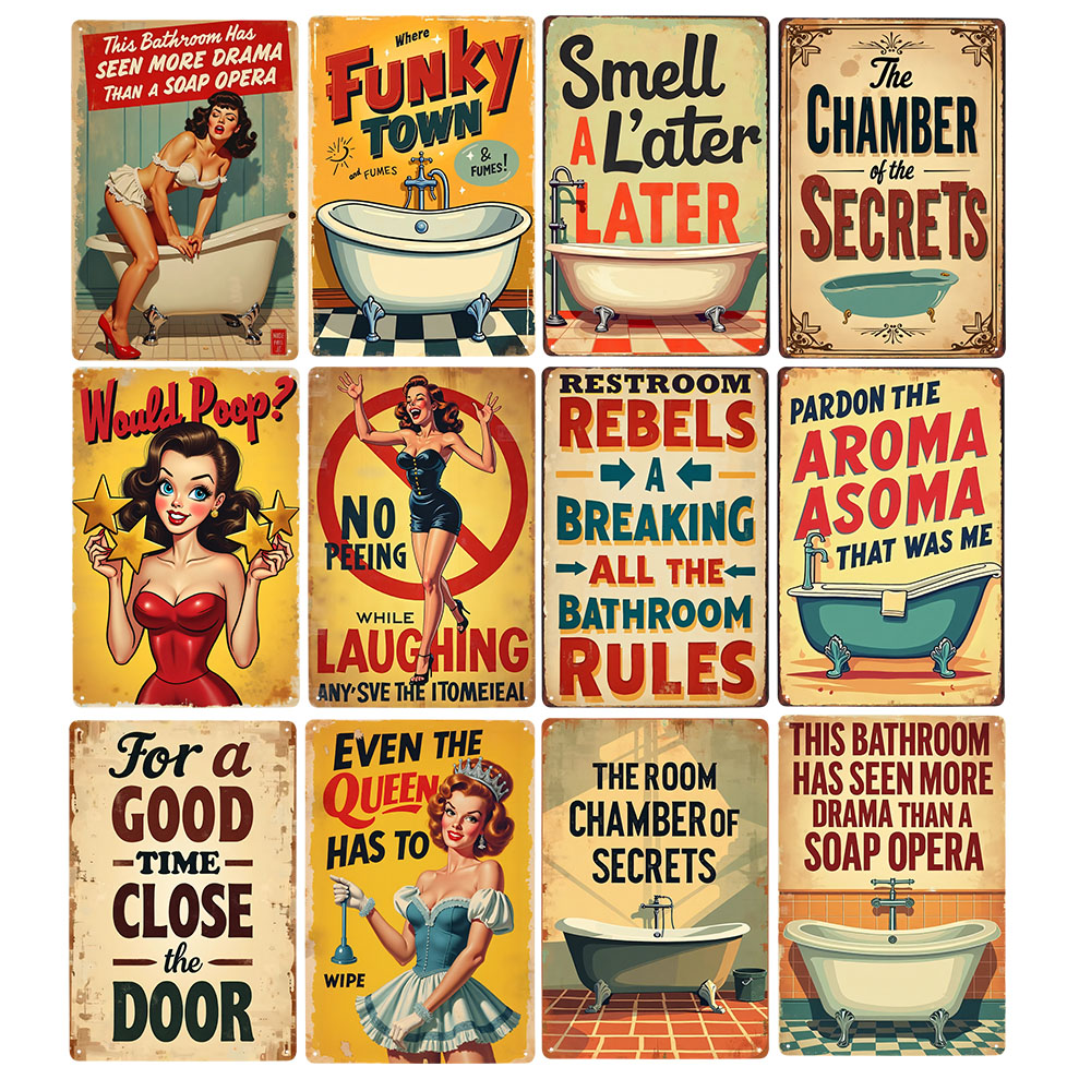 Funny Bathroom Rules Vintage M - Home Decor Bathroom Ideas avaliação e preço