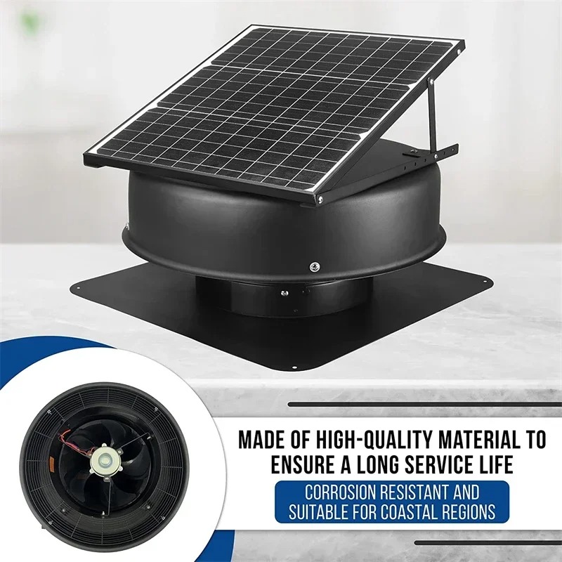 Solar Powered Attic Roof Black - Home Bathroom Vent Fans avaliação e preço