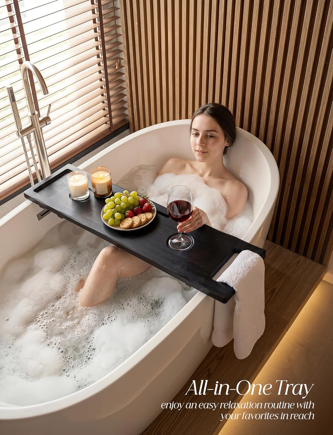 Acacia Bathtub Caddy Tray Tabl - Bath Caddy Tray avaliação e preço