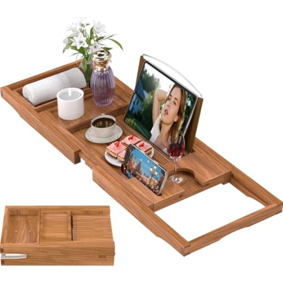 Premium Bathtub Tray Caddy Exp - Bath Caddy Tray avaliação e preço