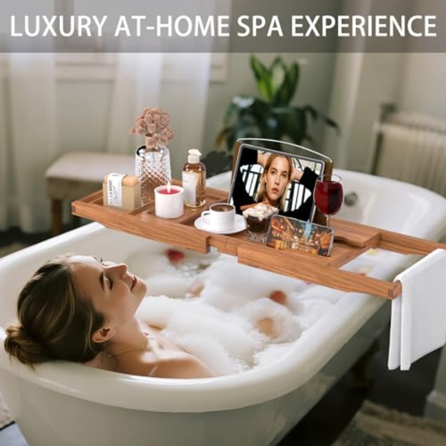 Premium Bathtub Tray Caddy Exp - Bath Caddy Tray avaliação e preço