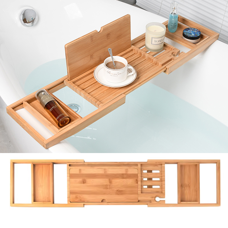 Expandable Wooden Bathtub Tray - Bath Caddy Tray avaliação e preço