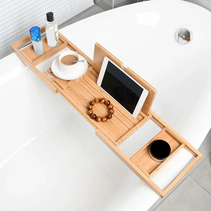 Expandable Wooden Bathtub Tray - Bath Caddy Tray avaliação e preço
