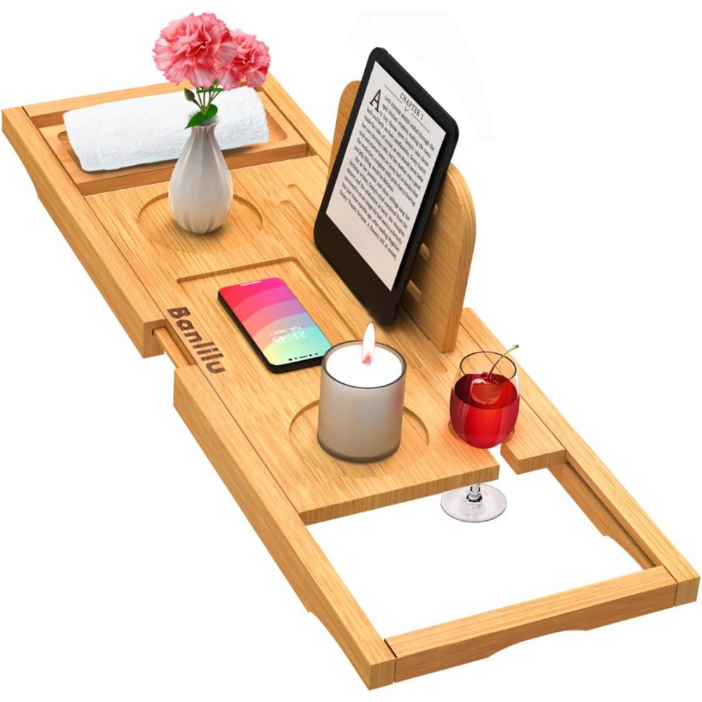 Expandable Bamboo Bath Caddy – - Bath Caddy Tray avaliação e preço
