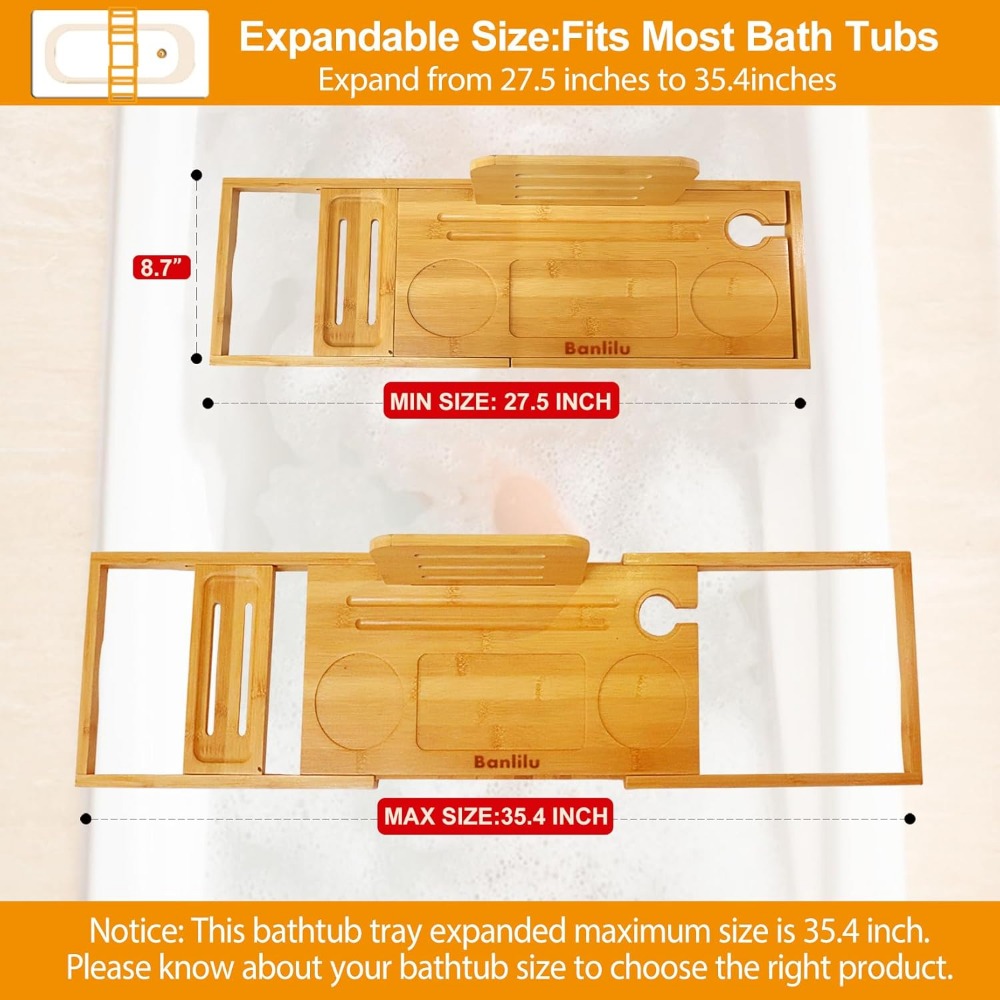 Expandable Bamboo Bath Caddy – - Bath Caddy Tray avaliação e preço