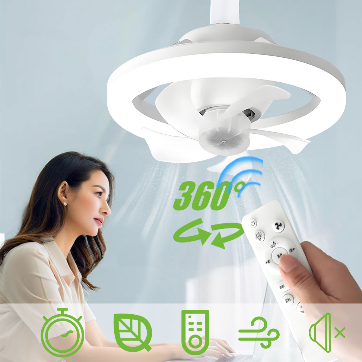 360°Rotating E27 Ceiling Fan B - Home Bathroom Exhaust Fan avaliação e preço