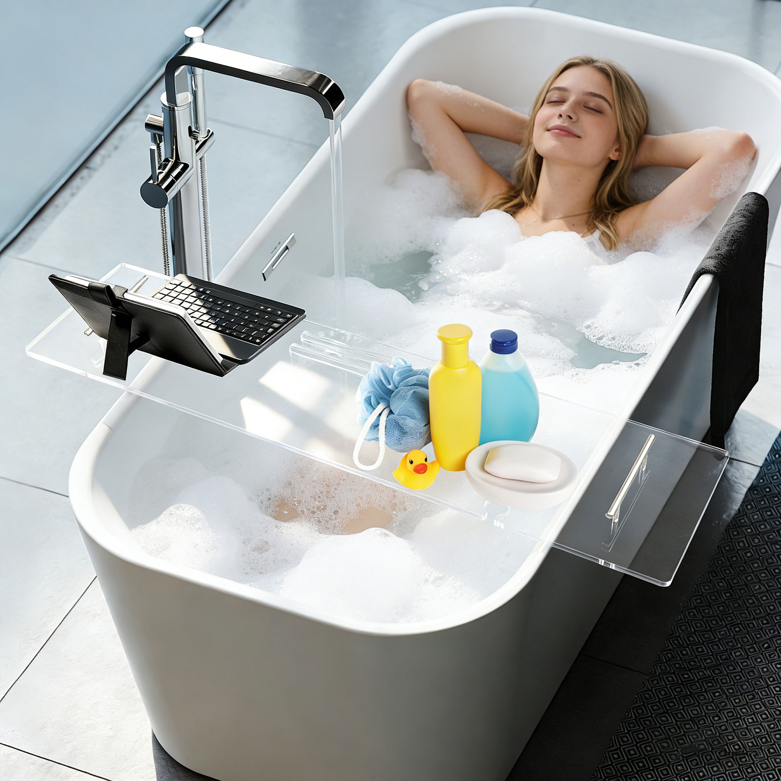 Acrylic Bathtub Tray, Luxury C - Bath Caddy Tray avaliação e preço