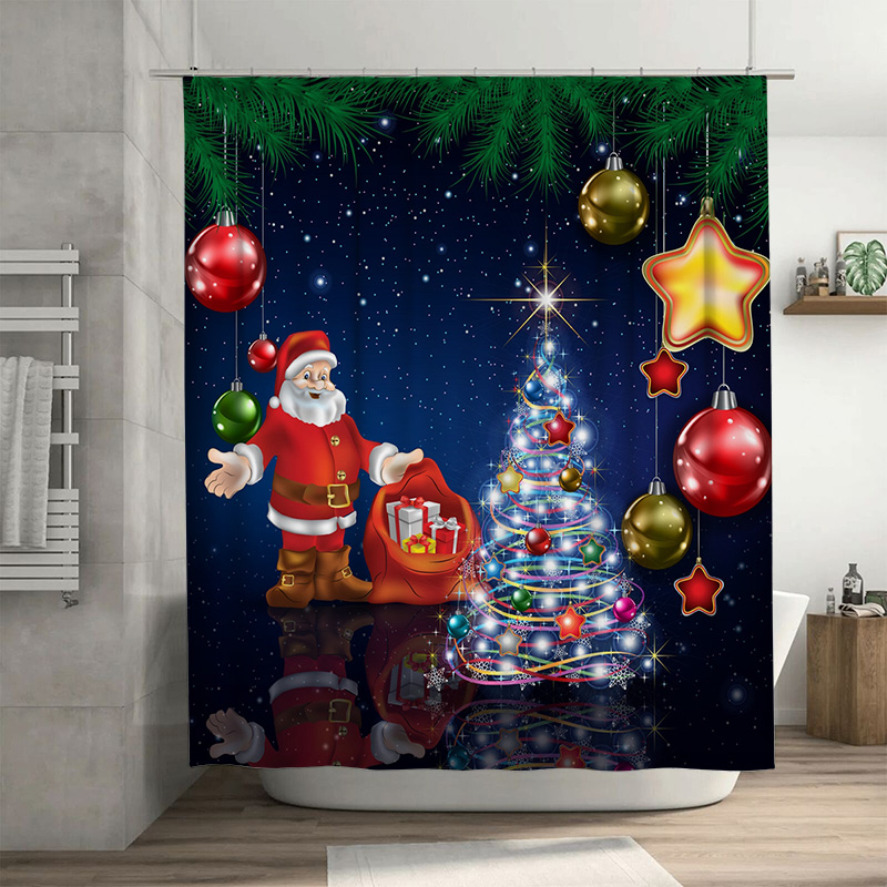 TU Christmas Shower Curtain Sa - Home Decor Bathroom Ideas avaliação e preço