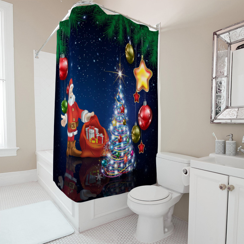 TU Christmas Shower Curtain Sa - Home Decor Bathroom Ideas avaliação e preço