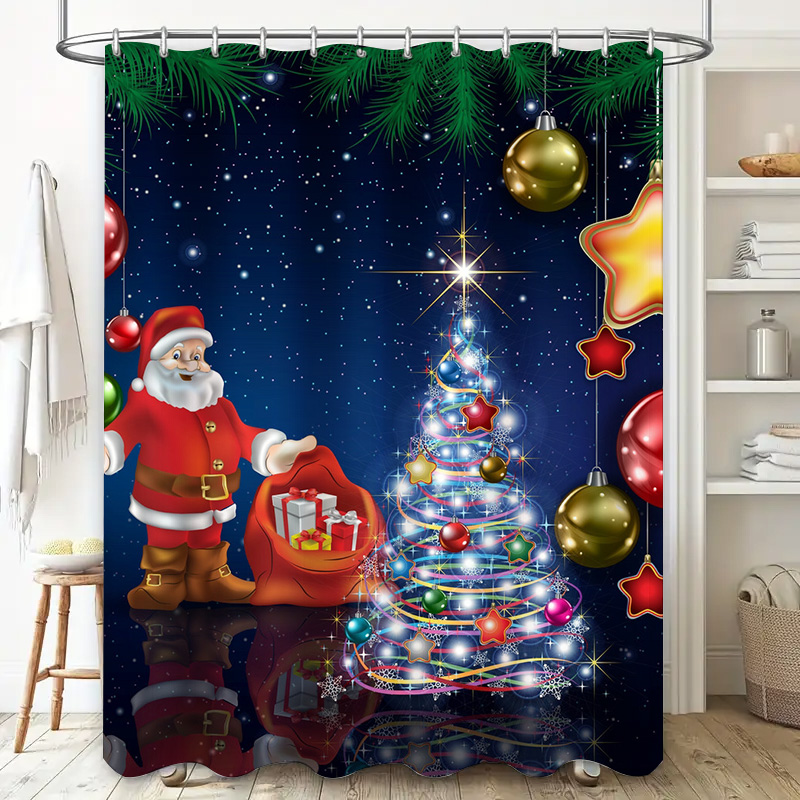 TU Christmas Shower Curtain Sa - Home Decor Bathroom Ideas avaliação e preço