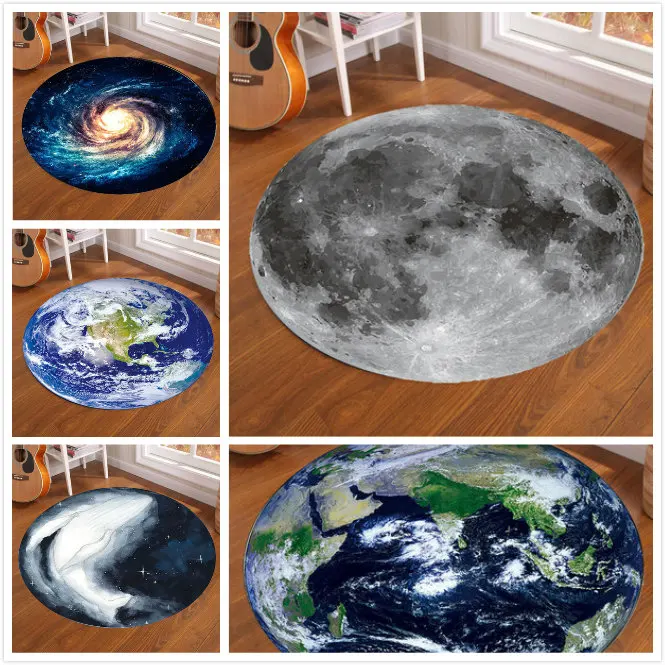 Galaxy Earth Moon Round Carpet - Home Bathroom Floor Mats avaliação e preço