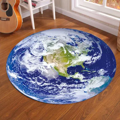 Galaxy Earth Moon Round Carpet - Home Bathroom Floor Mats avaliação e preço
