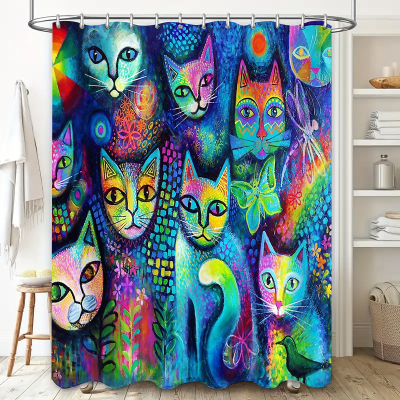 Cat Shower Curtain Artistic An - Home Decor Bathroom Ideas avaliação e preço