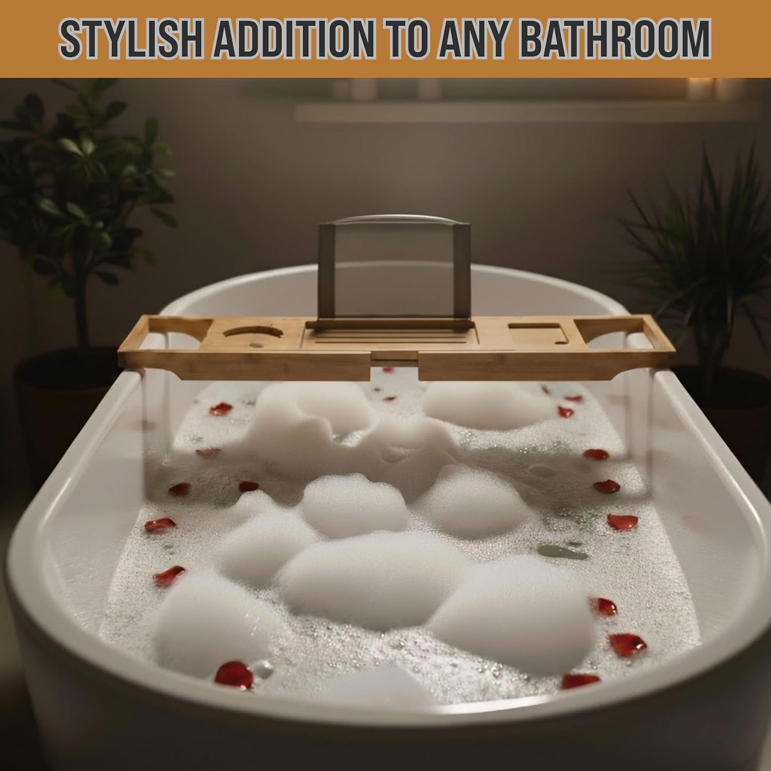 Bamboo Bathtub Tray - Wood Bat - Bath Caddy Tray avaliação e preço