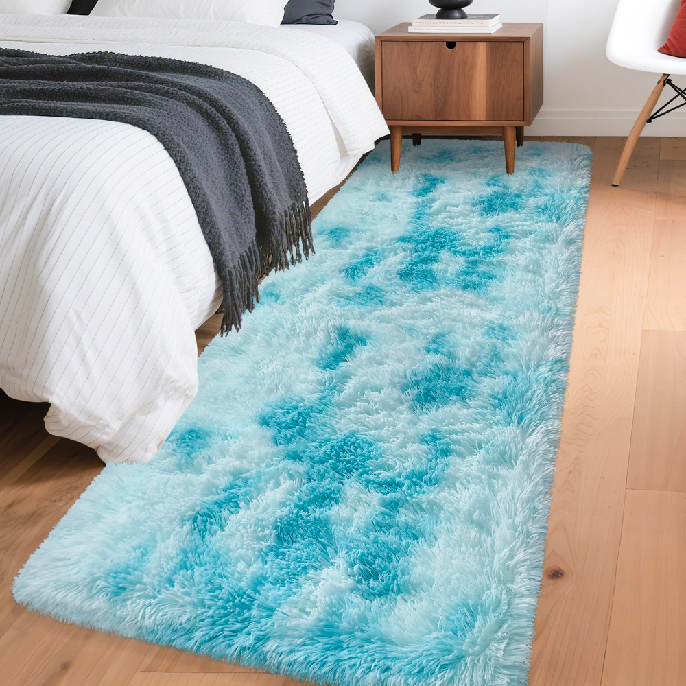 VIKAMA Gradient Blue Fluffy Ru - Home Bathroom Floor Mats avaliação e preço