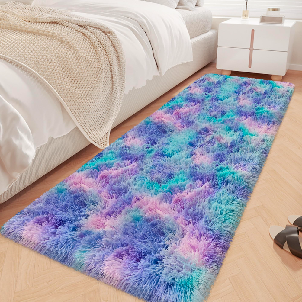 VIKAMA Gradient Blue Fluffy Ru - Home Bathroom Floor Mats avaliação e preço