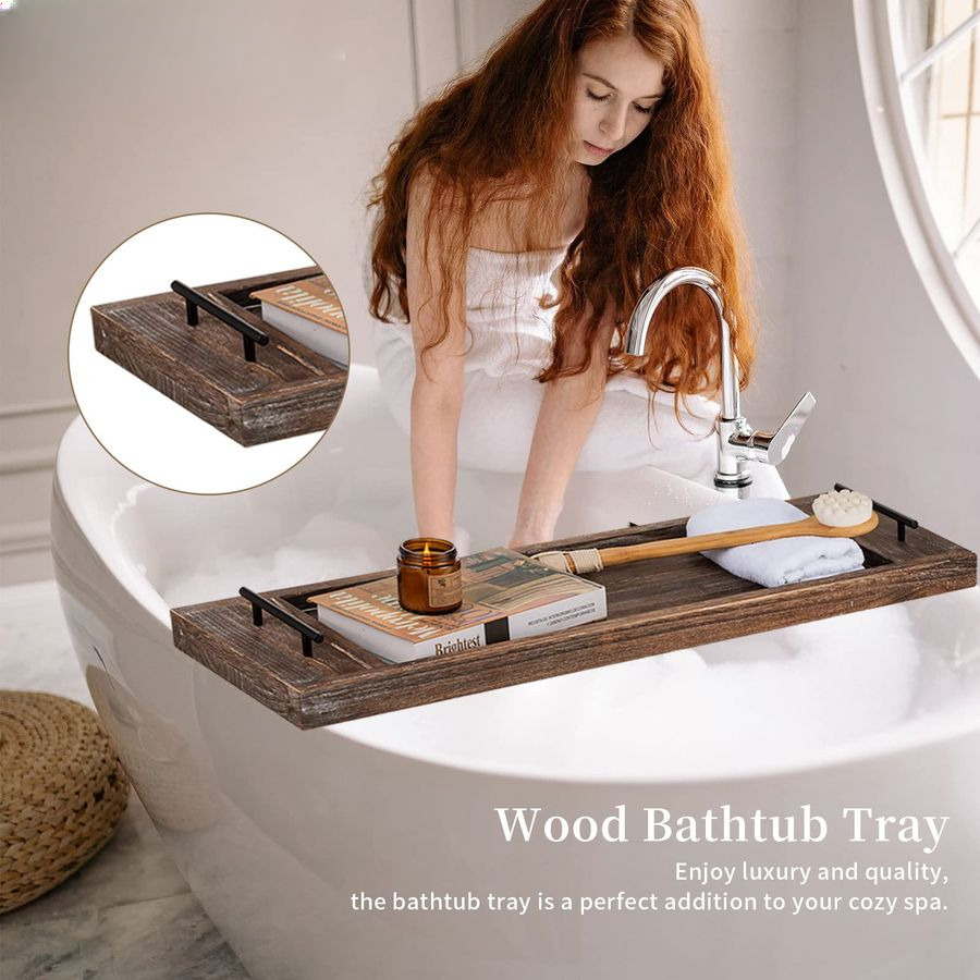 Bathtub Tray Bath Caddy Wood T - Bath Caddy Tray avaliação e preço