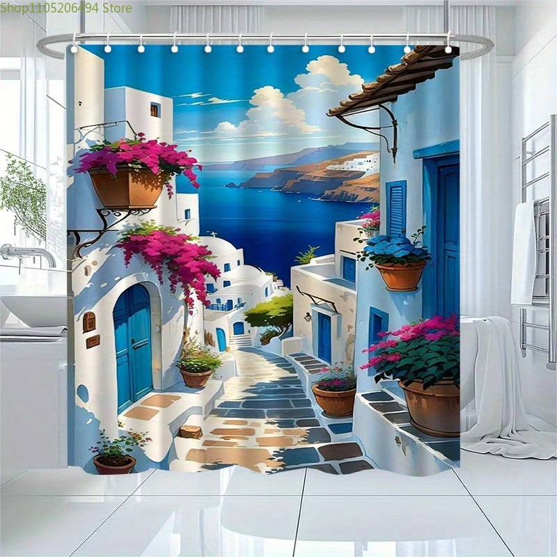 Santorini Greek Island Shower  - Home Decor Bathroom Ideas avaliação e preço