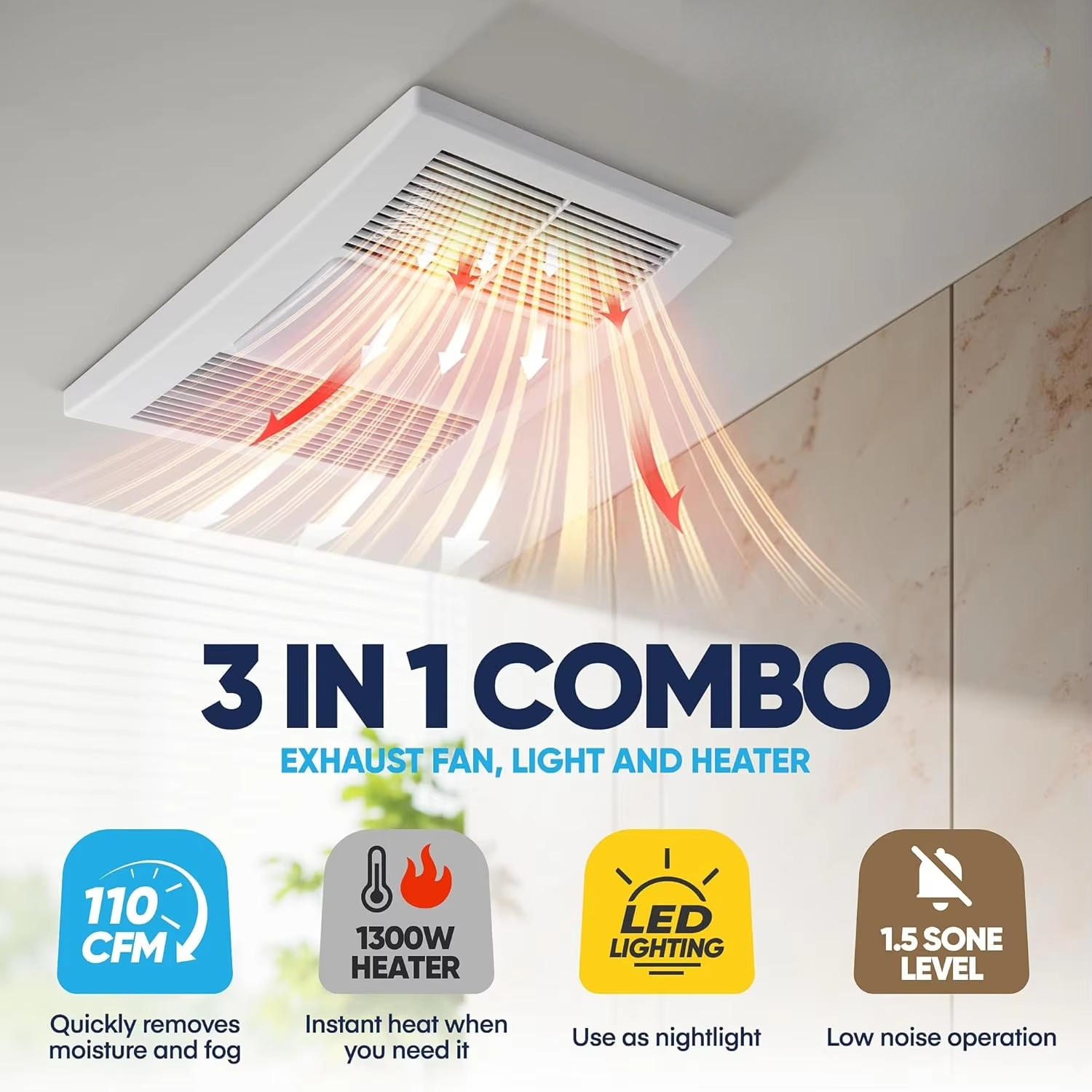 1300W Bathroom Exhaust Fan wit - Home Bathroom Vent Fans avaliação e preço