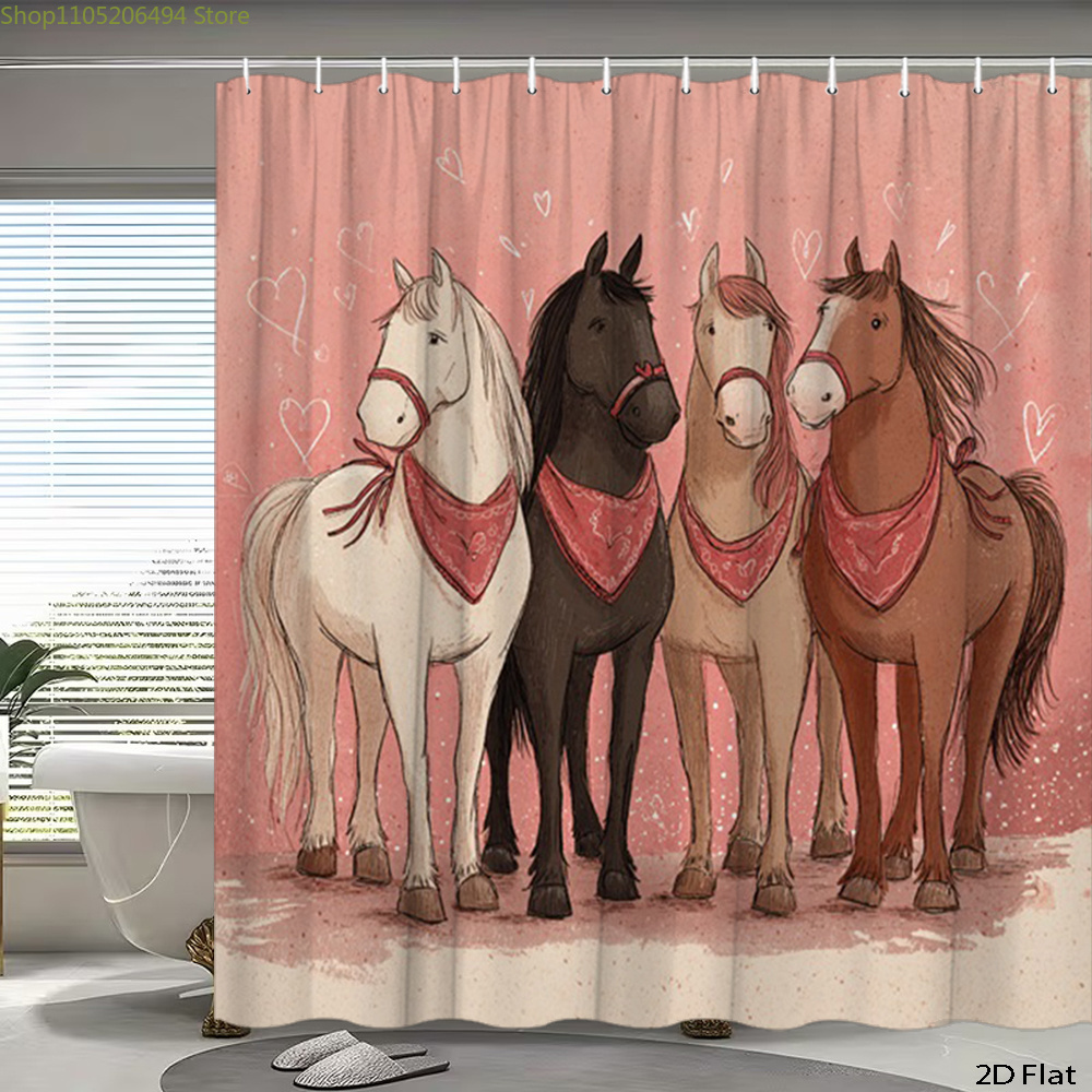 Cute Horses Shower Curtain, Ca - Home Decor Bathroom Ideas avaliação e preço