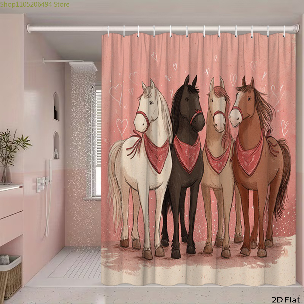 Cute Horses Shower Curtain, Ca - Home Decor Bathroom Ideas avaliação e preço